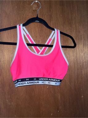 Under armour  Hot Pink Sports Bra with White Trim